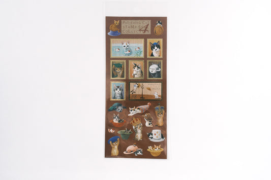 Pottering Cat Sticker Sheet - Stamp Style 4