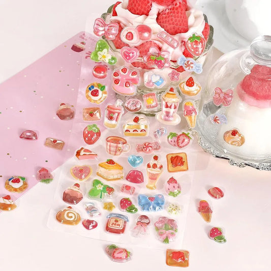 BGM Kyururun 3D Sticker Sheet - Strawberry Sweets