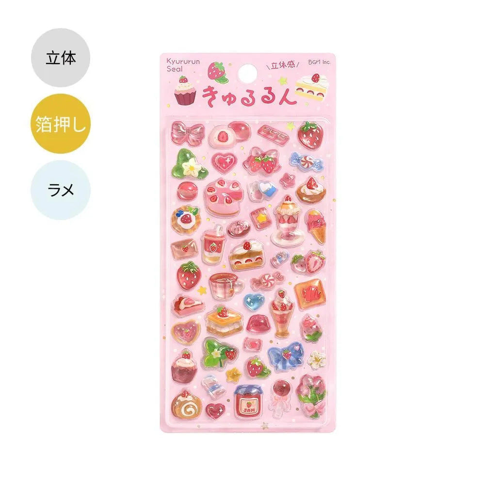 BGM Kyururun 3D Sticker Sheet - Strawberry Sweets