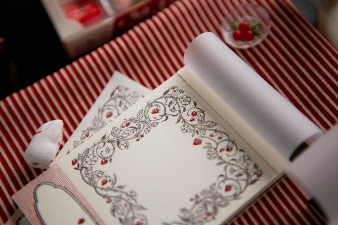 OURS x Hank - Letterpress Notepad - 2025 The Fortune Series - Strawberry Frame