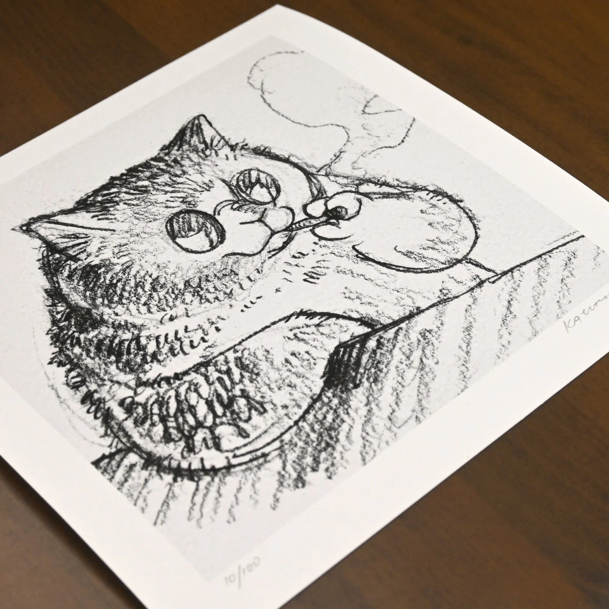 Dawning Crow - 8.5x8.5" Art Print - Sunglasses Smoking Cat