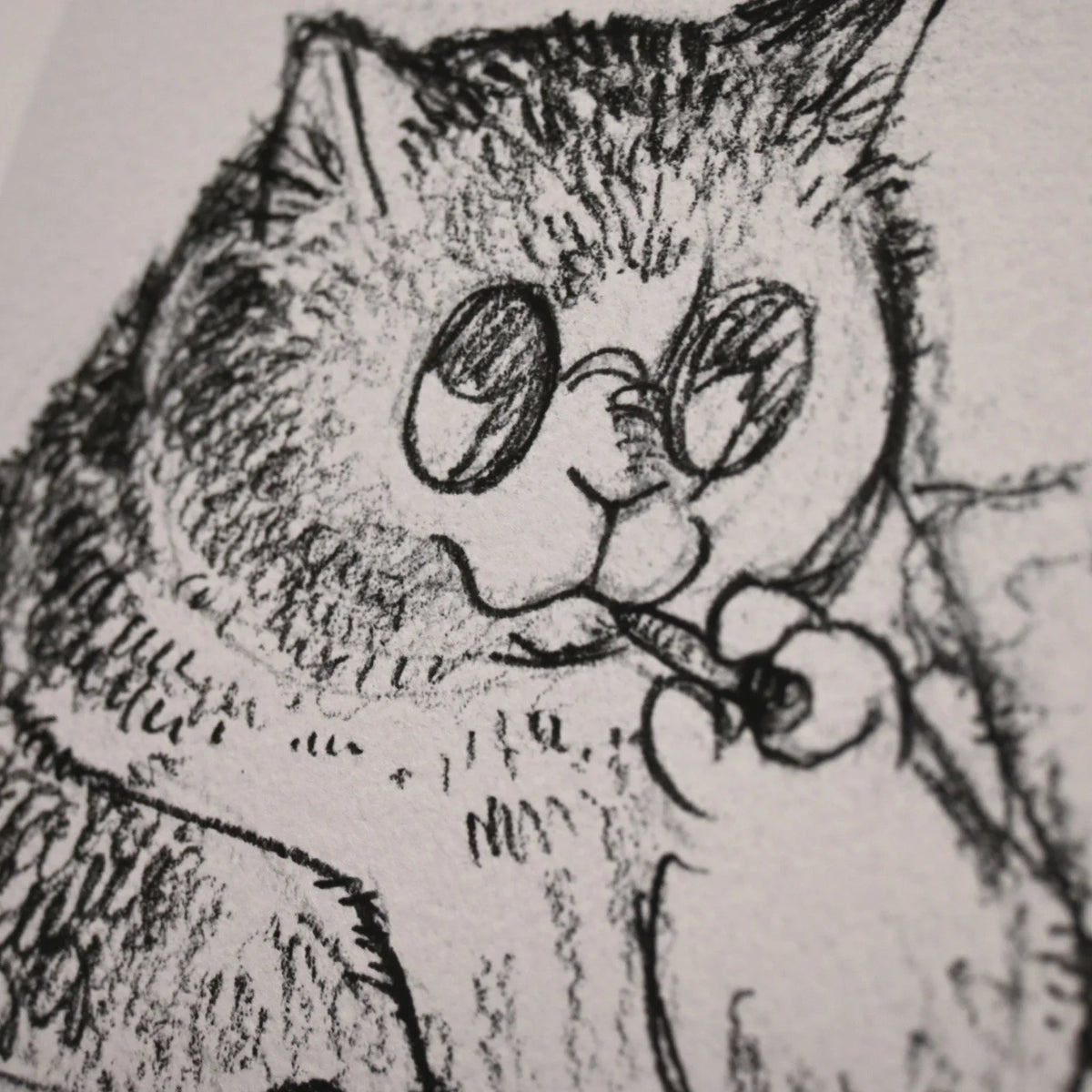 Dawning Crow - 8.5x8.5" Art Print - Sunglasses Smoking Cat
