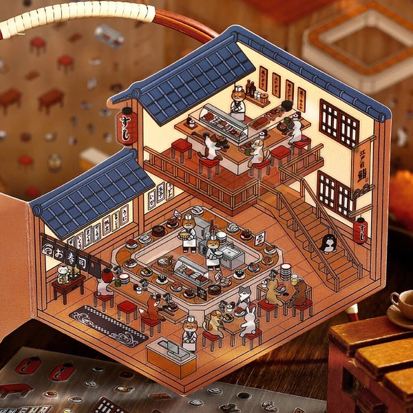 BGM Deco 2.5D Sticker Sheet - Diorama Vol. 3 - Sushi Restaurant