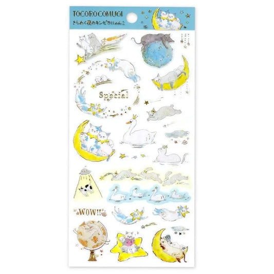 Tocorocomugi - Frosted Sticker Sheet - Kinkyanko in Sparkling Night