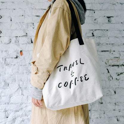 WHOSMiNG x Coffee Is Empty - Classic Tote Bag - Travel & Coffee Series - White