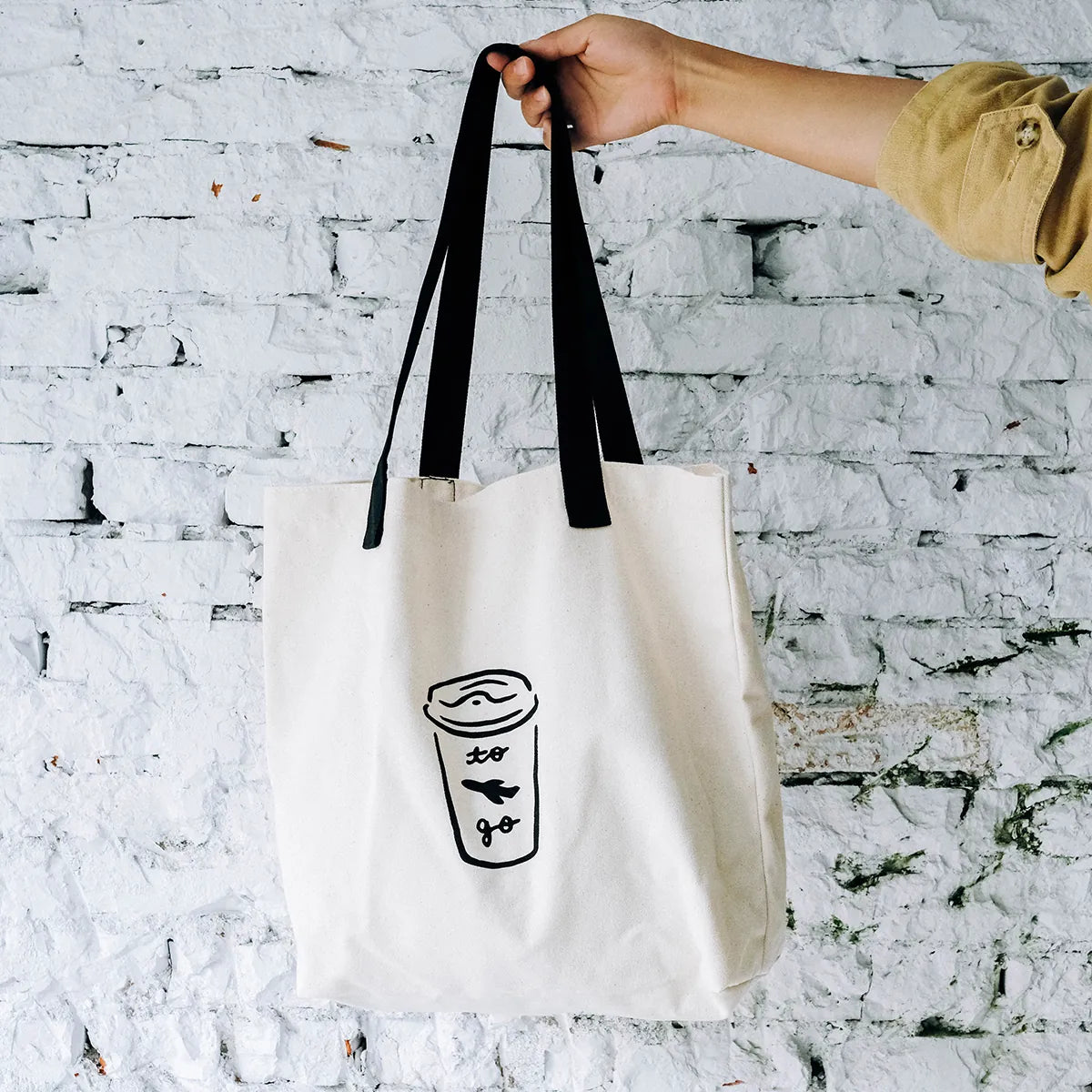 WHOSMiNG x Coffee Is Empty - Classic Tote Bag - Travel & Coffee Series - White