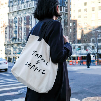 WHOSMiNG x Coffee Is Empty - Classic Tote Bag - Travel & Coffee Series - White