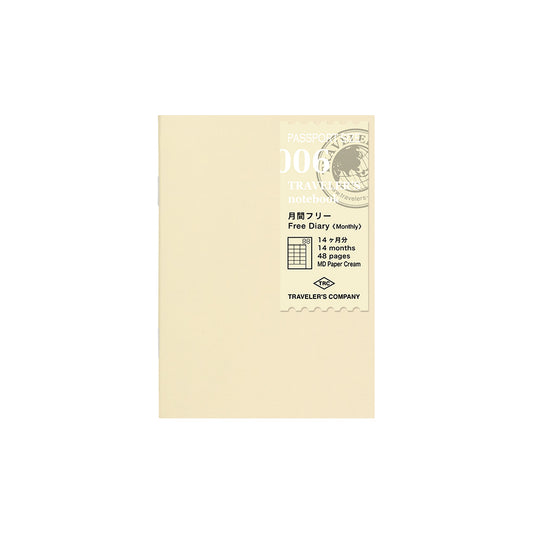 TRAVELER'S Passport Size Refill - Free Monthly Diary 006