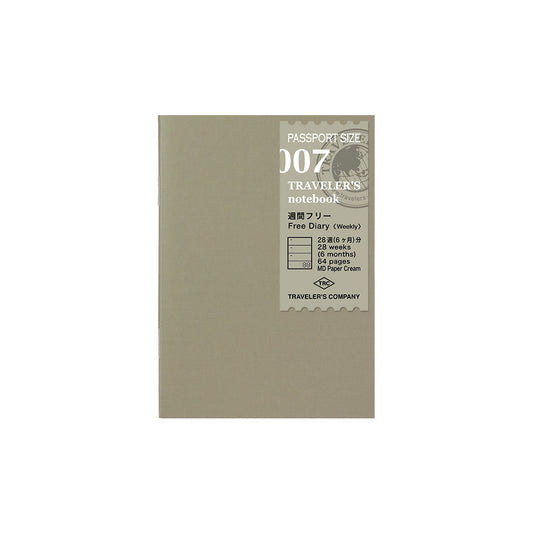 TRAVELER'S Passport Size Refill - Free Diary Weekly 007