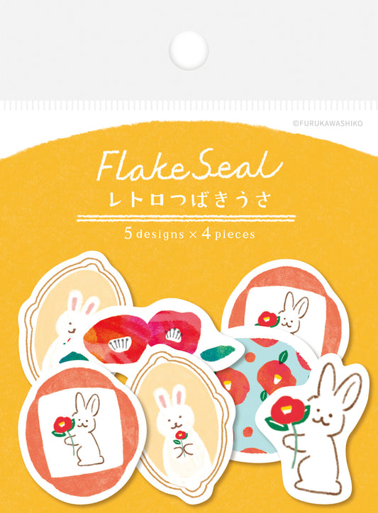 Furukawashiko Washi Flake Stickers - Retro Rabbit