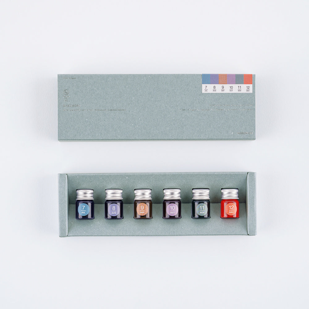 Hobonichi x Kakimori - TSUKI no IRO: Mini Ink Bottle Set - Jul-Dec
