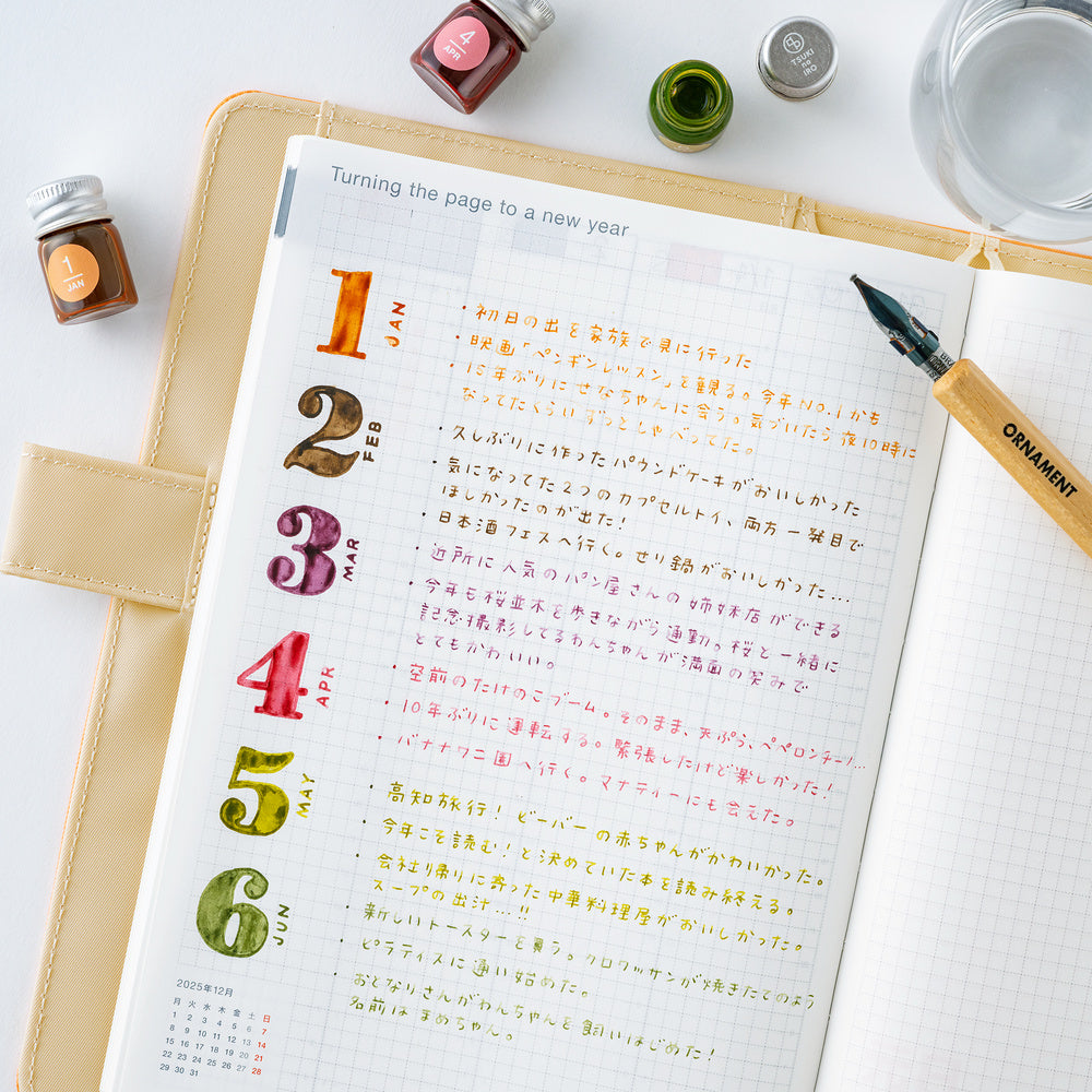 Hobonichi x Kakimori - TSUKI no IRO: Mini Ink Bottle Set - Jan-Jun