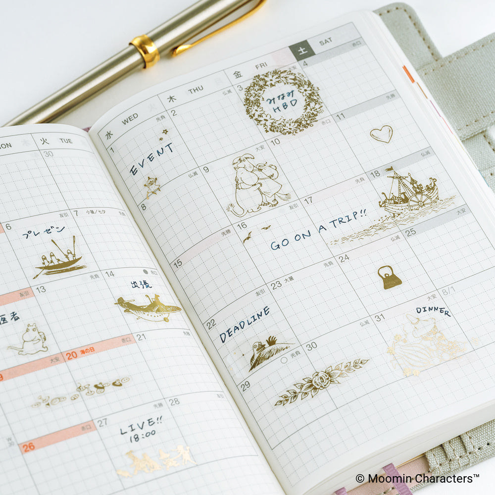 Hobonichi Foil-Stamped Clear Stickers - Moomin Adventure Log