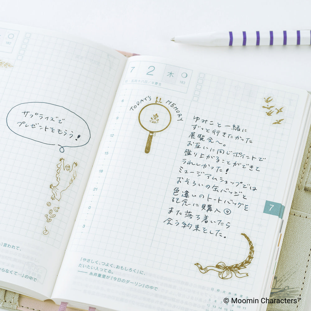 Hobonichi Foil-Stamped Clear Stickers - Moomin Adventure Log