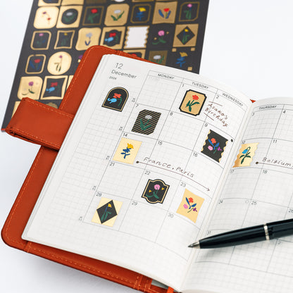 Hobonichi Foil-Stamped Sticker Sheet - Yoshie Watanabe: Petit Bloom