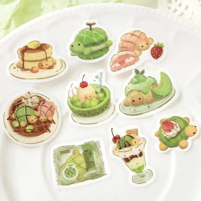 BGM Foil Flake Stickers - Fuwafuwa Animals Vol. 2 Series - Turtle Melon Bread