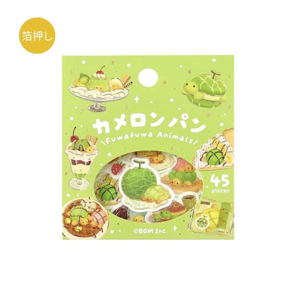 BGM Foil Flake Stickers - Fuwafuwa Animals Vol. 2 Series - Turtle Melon Bread