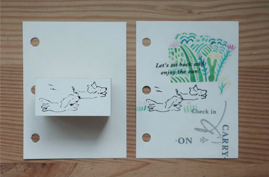 Ginny Lambkin - Rubber Stamp - Two Running Puppies