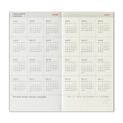 TRAVELER'S Regular Size Refill - 2026 Weekly Vertical