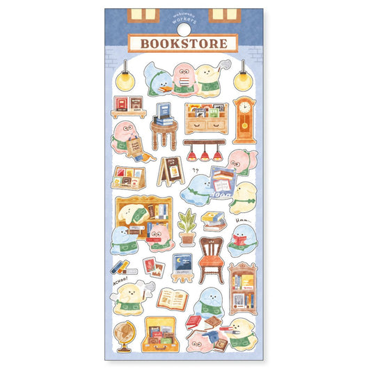 Mind Wave Wakuwaku Workers Sticker Sheet - Bookstore