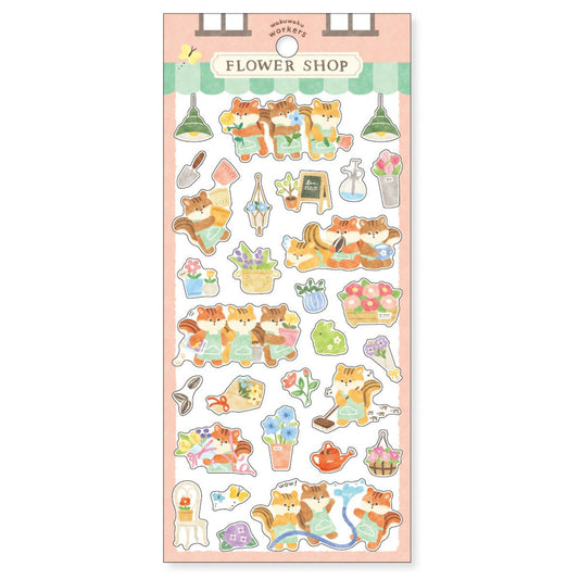 Mind Wave Wakuwaku Workers Sticker Sheet - Flower Store