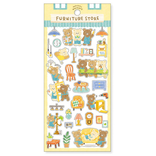 Mind Wave Wakuwaku Workers Sticker Sheet - Furniture Store