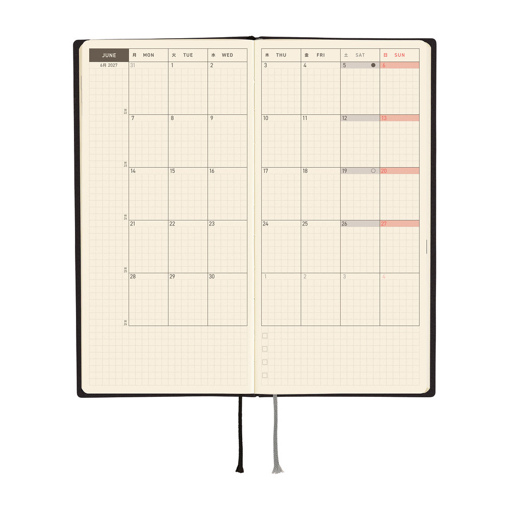 Hobonichi Techo 2027 Weeks - White Line: Black