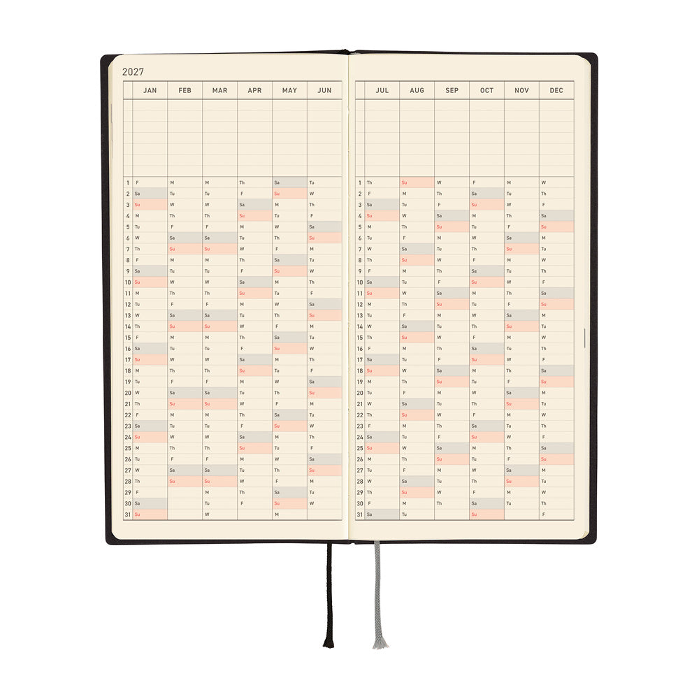 Hobonichi Techo 2027 Weeks - White Line: Black