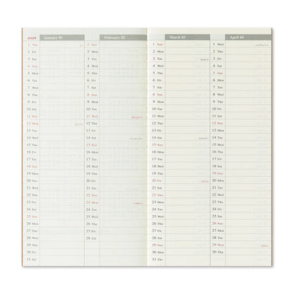 TRAVELER'S Regular Size Refill - 2026 Weekly + Memo
