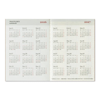 TRAVELER'S Passport Size Refill - 2026 Weekly