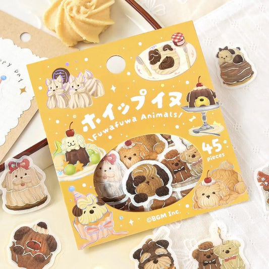 BGM Foil Flake Stickers - Fuwafuwa Animals Vol. 2 Series - Whipped Cream Dog