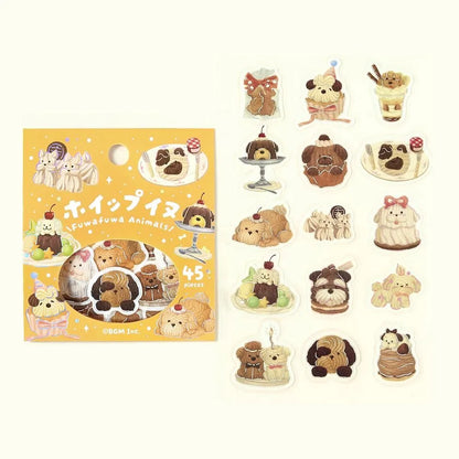 BGM Foil Flake Stickers - Fuwafuwa Animals Vol. 2 Series - Whipped Cream Dog