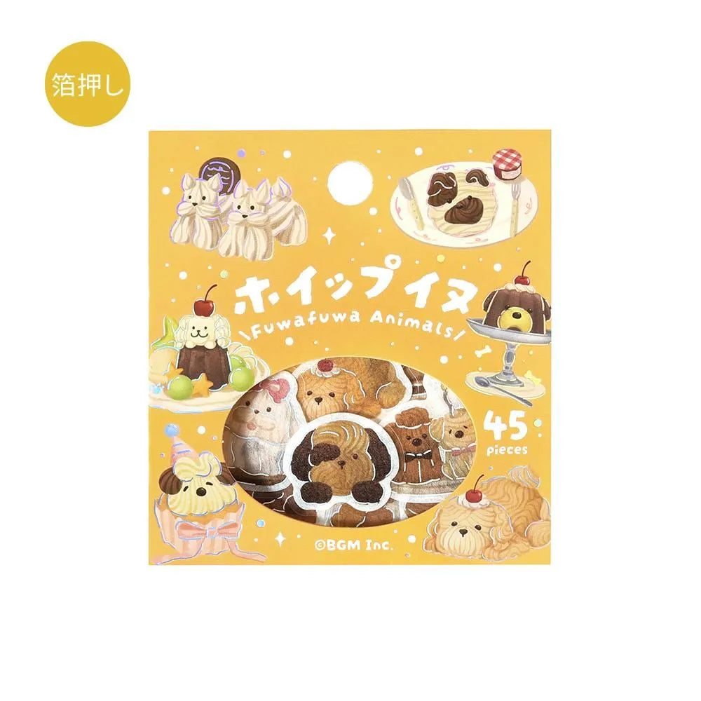 BGM Foil Flake Stickers - Fuwafuwa Animals Vol. 2 Series - Whipped Cream Dog