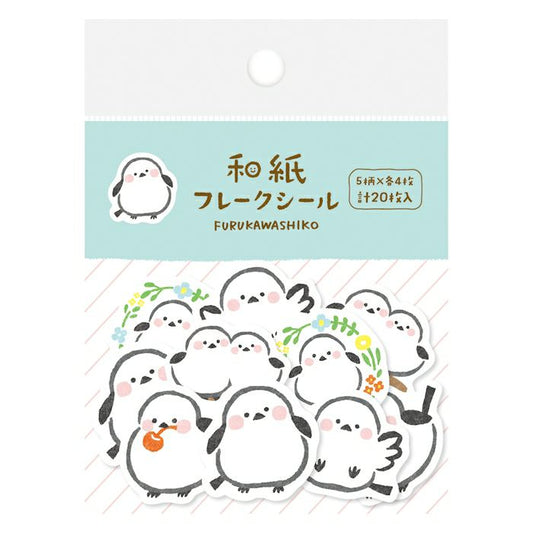 Furukawashiko Washi Flake Stickers - White Bird