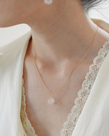 HARIO Lampwork Factory - Glass Necklace - White Clover Flower