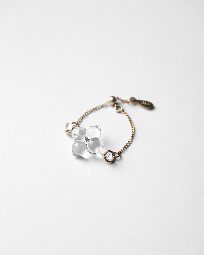 HARIO Lampwork Factory - Glass Ring - White Flower