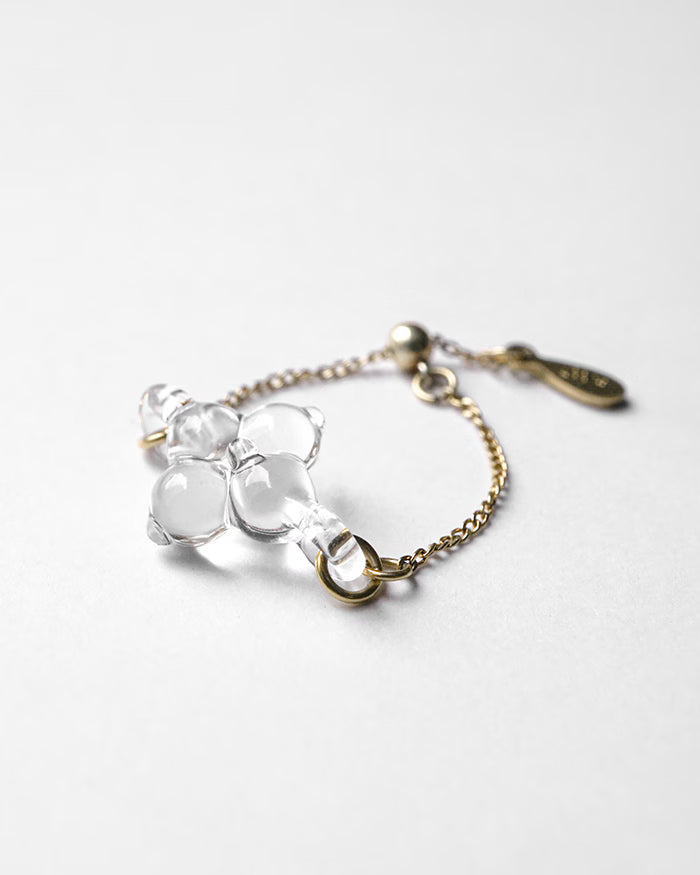 HARIO Lampwork Factory - Glass Ring - White Flower