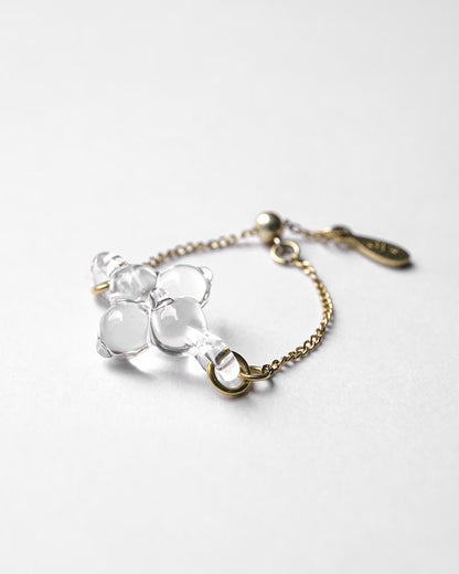 HARIO Lampwork Factory - Glass Ring - White Flower