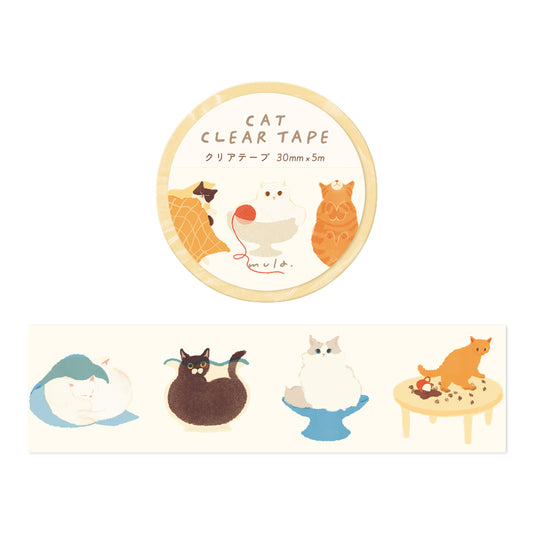 RYU-RYU x mula - Cat Clear Tape - Wide Funny Cat
