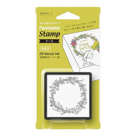 Midori Paintable Stamp - Pre-Inked - Wreath