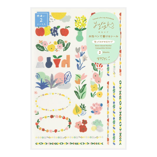 Midori Yuru Log Sticker Sheets - Motif Textile