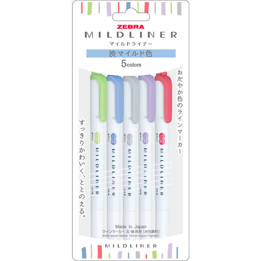 Zebra Mildliner 5 Color Set - Cool & Refine